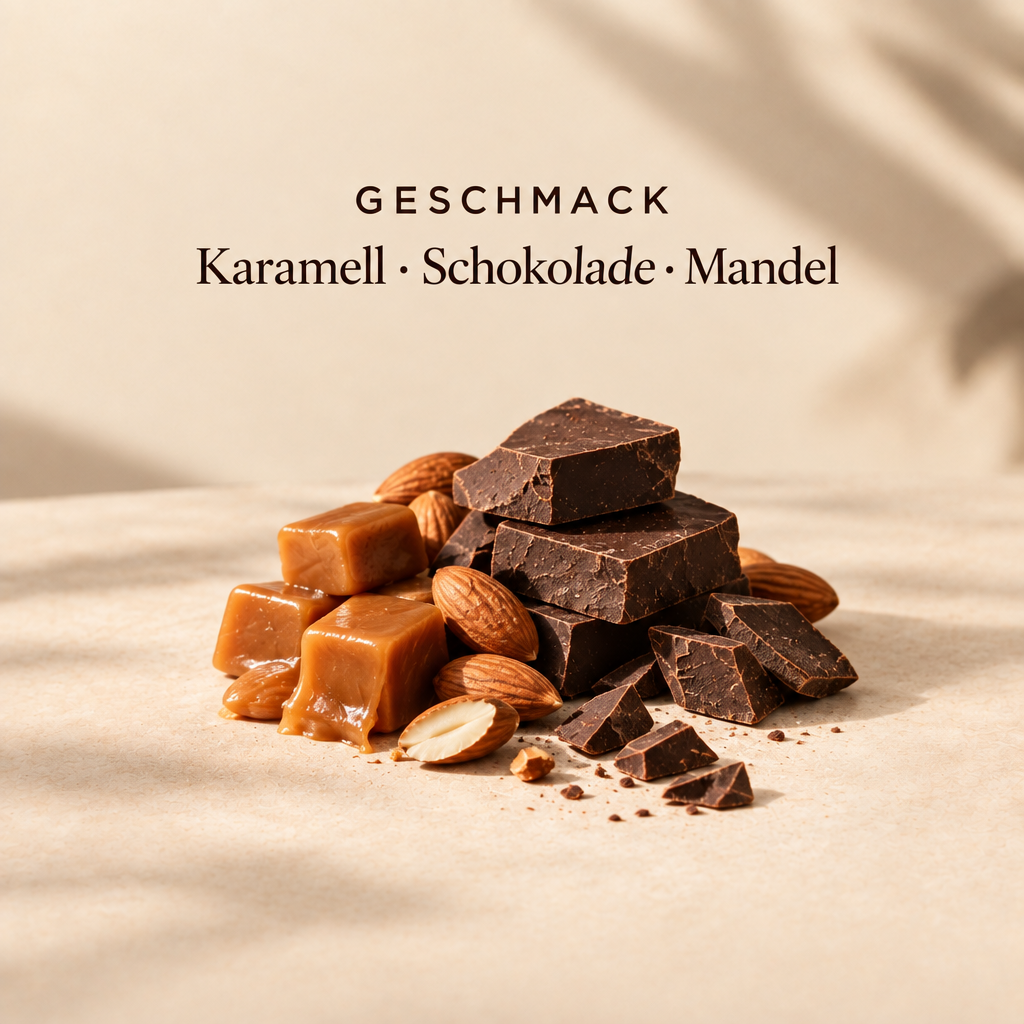 Geschmack: Karamell, Schokolade und Mandel